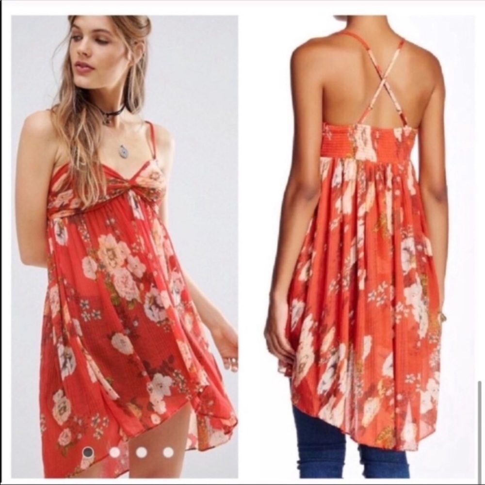 Free People Mirage Tunic Tank Dress Orange